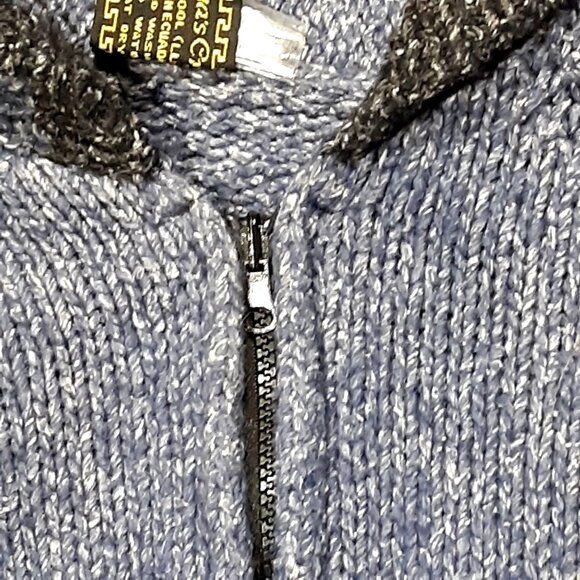 Milma's Crafts Alpaca Cardigan Sweater Women S/M Denim Blue Zipper Hood Pockets - Picture 3 of 7